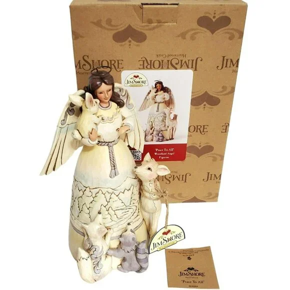 Jim Shore Christmas Angel Peace to All Woodland Animals Deer Fox Racoon Bunny - Picture 2 of 16